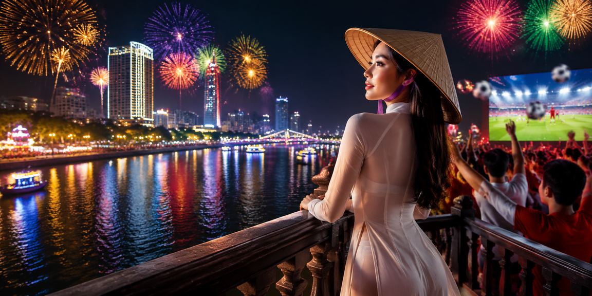 Thành phố Huế với nền xổ số và nón lá truyền thống